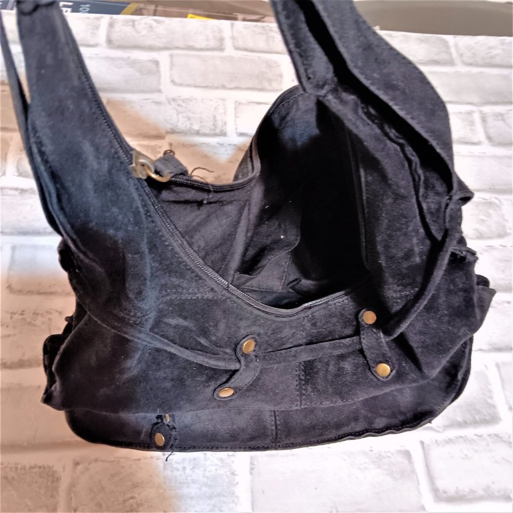 a.n.a. A NEW APROACH Genuine Suede Leather Hand/Shoulder  Bag Purse Large Pocket - Picture 7 of 11